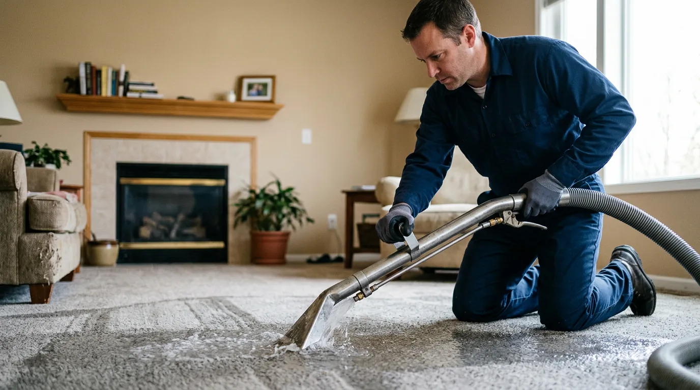 Water damage restoration technician working near Catasauqua, PA